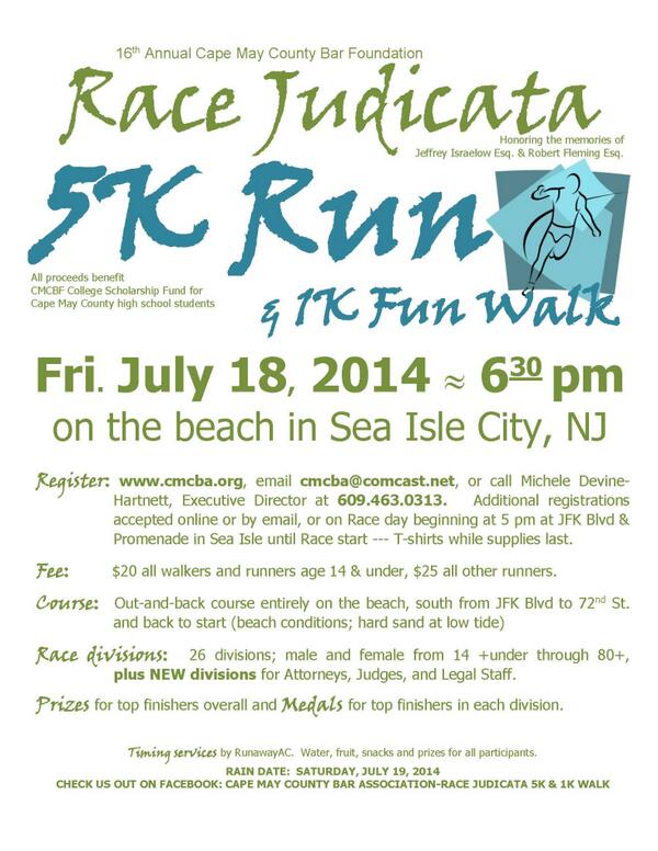 Registrations are still ongoing for our Race Judicata 5K Run/1K Walk on July 18th. cmcba.org/active.com