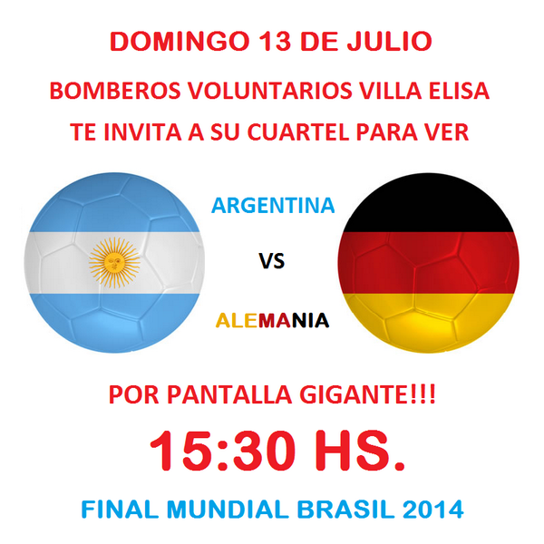 bomberosvelisa's tweet photo. BOMBEROS ES MUNDIAL
ALENTEMOS JUNTOS A LA ARGENTINA!!! http://t.co/afZxWaYENX
