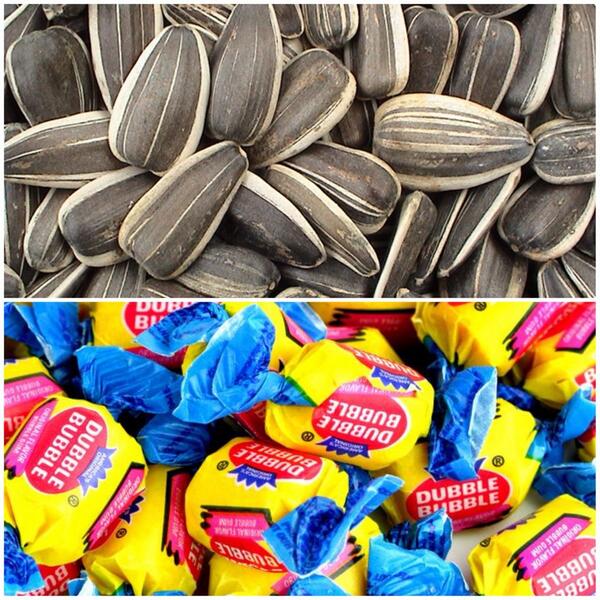 BaseballPPL's tweet image. Better baseball food? 
RETWEET for seeds 
FAVORITE for gum