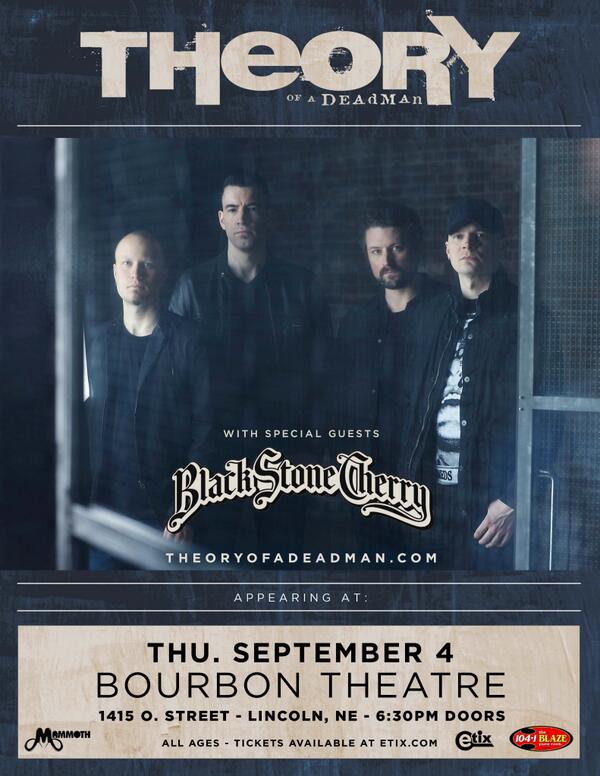 1041theBlaze's tweet photo. @TOADM @BlkStoneCherry tix? ReTweet you'll be entered to win tix 9/4 at @BourbonTheatre &amp; @MammothLive winner 12p Fri http://t.co/qNuCadOj5b