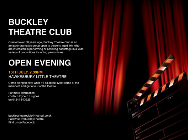 Ever wondered what its like to be part of a theatre group? Come to our open evening and find out...