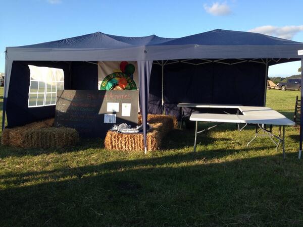 ball_prickly's tweet photo. Setting up for this weekend at Glas-Denbury Music Festival !! We'll be here all day saturday from 12noon! 🐴🐹🐰☀️ http://t.co/claivdsnGz