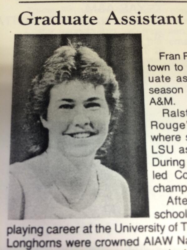 CVerdin34's tweet image. It's amazing what you come across. Here's a #TBT of the one and only @LSUCoachFran from the '88 media guide. #dathair