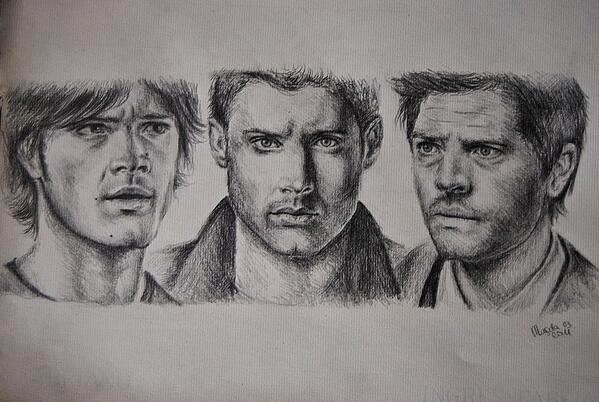 Truehunter__'s tweet image. @MisguidedRebel_ *i rip off a page and puts it on your chest* I drew this for Uncle Sam and uncle Cas.. And you..