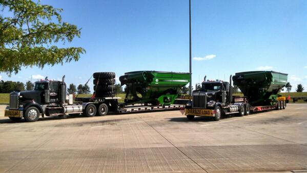 LoderFarms's tweet image. Prepping for #harvest14. Bringing home two new grain carts.