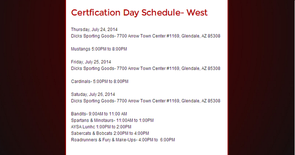 AllianceYouthSp's tweet photo. Take note of the recent Certification Day changes. AYSA West http://t.co/0o11ocyDu6