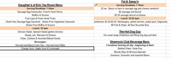 There will be several food and beverage options at SummerFeis.  See menu here: