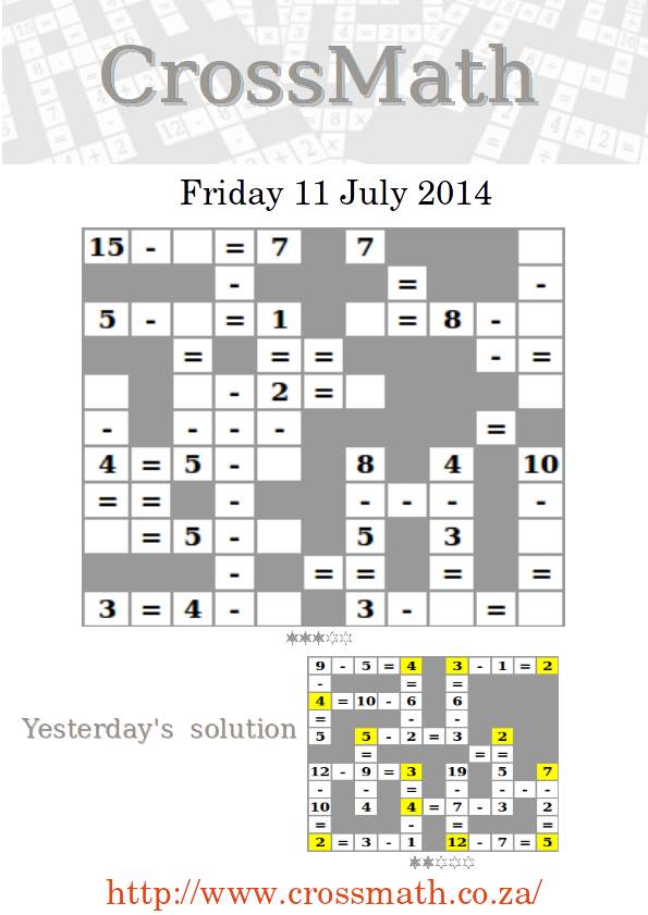 CrossMath's tweet photo. Enjoy the #dailypuzzle. http://t.co/RX1hm2ubNx