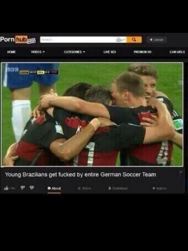 YaBoyDaquann's tweet photo. LMAO SOMEONE PUT BRAZIL VS GERMANY ON PORNHUB SMH http://t.co/ytdx3Y4SPF