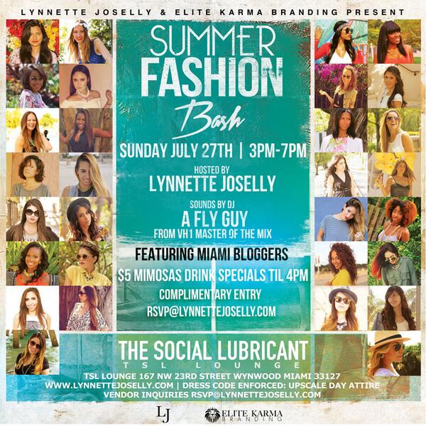 LynnetteJoselly's tweet photo. #MiamiFashionBloggers at #SummerFashionBash Sunday July 27 #TSLLounge ft http://t.co/OvUgkxLVPR @kqnstyle @kasinkeila @Kikistyles101