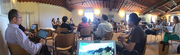 chelisinclair's tweet photo. Last morning of #vespucci2014, panel discussion with @CoopSciScoop, @lizbarry, @thomas_barto, and @AndreaWiggins #vgi http://t.co/kCAQ816zX1