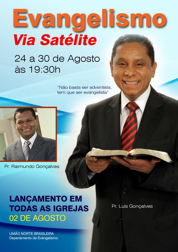 Está chegando o dia!
24 a 30 de agosto, Evangelismo UNB, pelo canal executivo da NT. <a href="/PrLuisGoncalves/">Luís Goncalves</a> <a href="/prraimundo_g/">Raimundo Gonçalves</a>