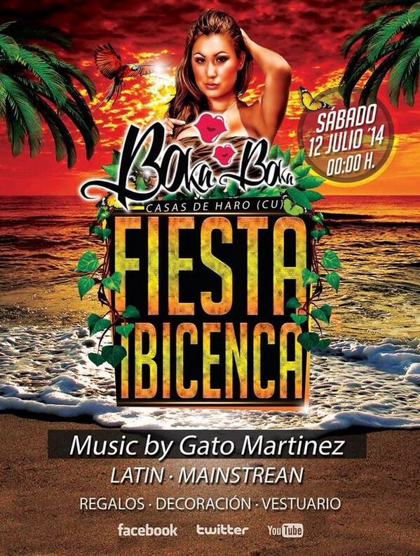 Este sábado en Bokaboka fiesta ibicenca con Dj gato Martinez!! Animacion y decoración!!no te lo pierdas!