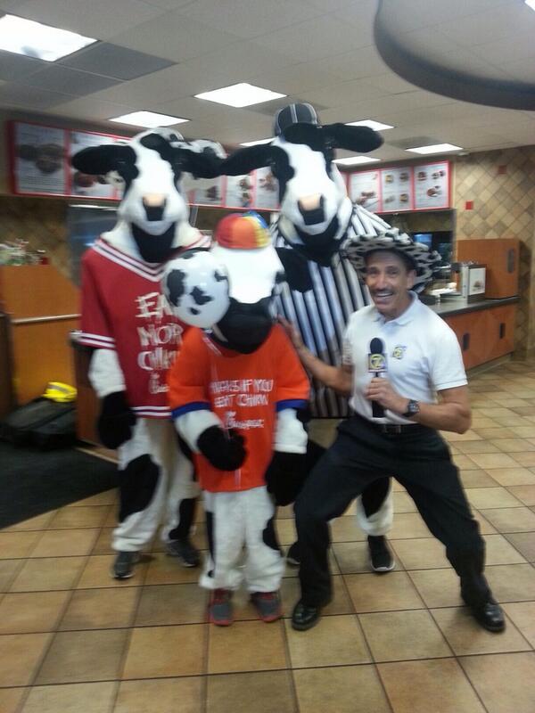 PCBChickfila's tweet photo. This morning Paris Janos from WJHG already stopped by for Chicken Biscuits!! Come see us! #CowAppreciationDay #WJHG http://t.co/KiILX9W3GK