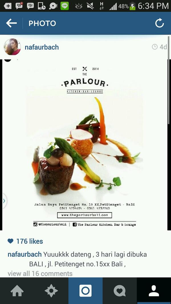 our new restaurant just open !! pls come come come everyone .. :-) , follow IG @theparlourbali