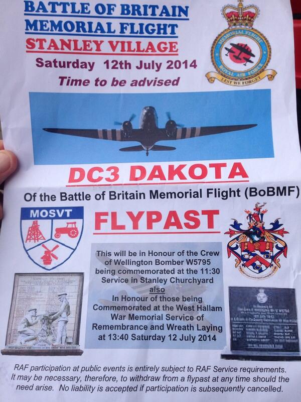 Just been informed this DC3 Dakota will be over Ilkeston at around 1pm Saturday ! Don't forget to look up !