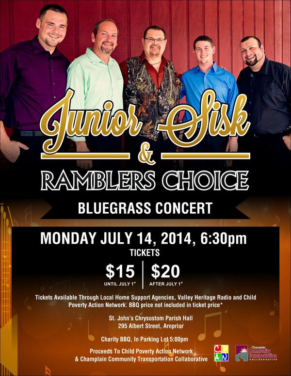 RenfrewCPAN's tweet image. Our Bluegrass fundraiser is happening on Monday 14th in Arnprior for #BackpackPlus and #Carefor Charity BBQ prior to