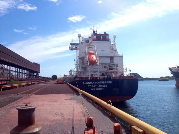 tkeating13's tweet photo. The new kid on the block! Harvester has made it to Port Cartier! @AlgomaCentral http://t.co/gC6jA543CE