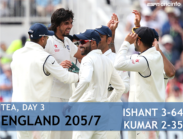 cricinfo's tweet photo. DisastRouS session for England, in which they lost 6 wickets. #matchpoint LIVE shortly: http://t.co/OEXT1z4KLh http://t.co/UvaMXfXFeN