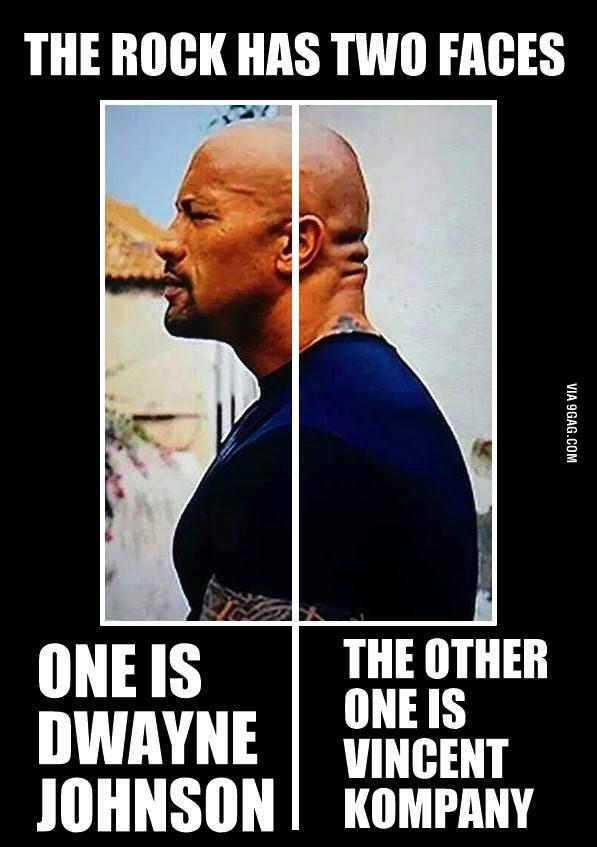 9GAG ❤️ Memeland on X: The Rock has two faces. One is Dwayne Johnson and  the other one is Vincent Kompany.  #theRock   / X
