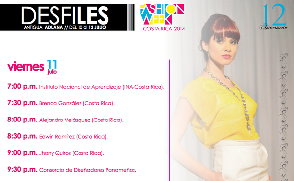 Este es el programa para el día de hoy viernes. Te esperamos en la Antigua Aduana. Expo-moda abierta desde las 4pm