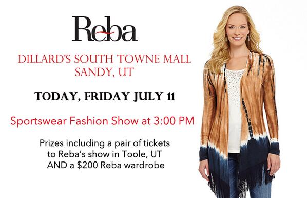 rebastyle's tweet image. Who is coming to our #RebaFashionShow at @DillardsStores today in Sandy, UT? Great prizes are being given away!