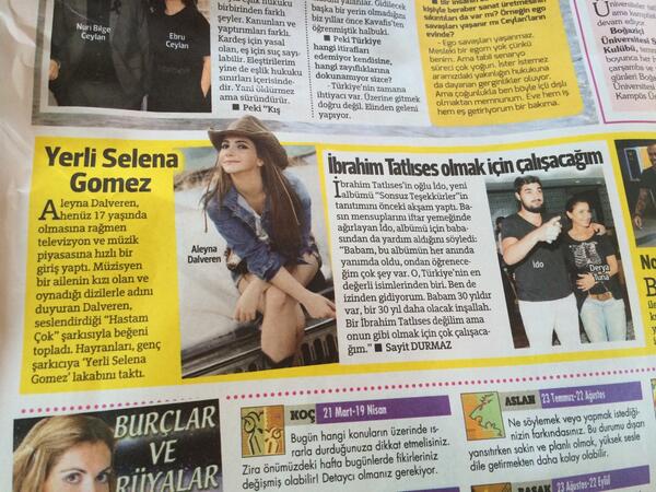 Hurriyet gazetesi kelebek ekinde Aleyna Dalveren...