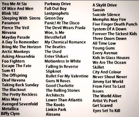 Retweet this if you like any of these bands.