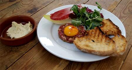 TimSmyles's tweet photo. RAW MEAT, RAW MEAT. incredibly beautiful steak tartare at @8HoxtonSquare . Wouldn't you agree @OliverStrand ? http://t.co/GQwWvjL4S9