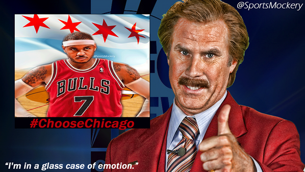 sportsmockery's tweet photo. ✶ CHICAGO IS STILL IN THE RACE! ✶ 

RT if you want @carmeloanthony to choose Chicago! 

#Chicago #Bulls #Knicks http://t.co/YgJ1iKViLC