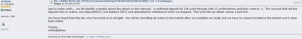 ROXCoin's tweet image. Clarifying yesterday's issues further. Two concerted network attacks + attack on vpn of our dev. Markets resume tn.