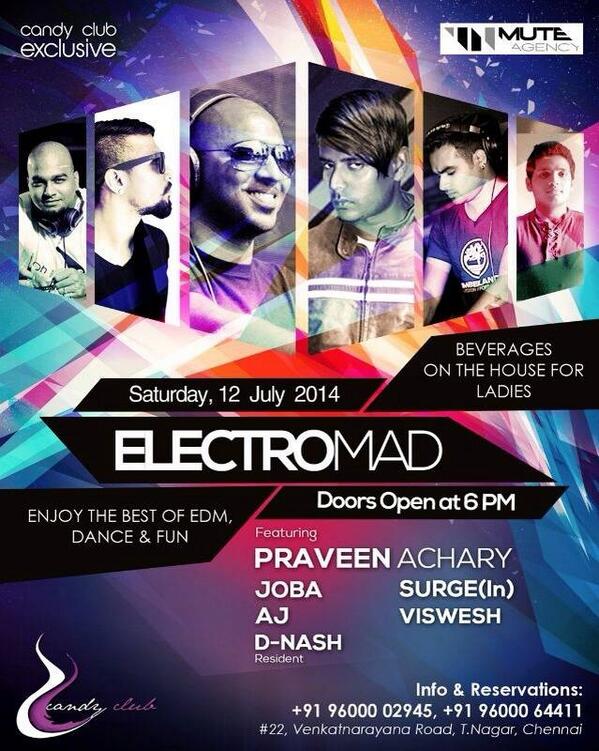 sqprojekt's tweet photo. #Chennai | Sat, July 13

@PraveenAchary, @JobaKhan &amp; more | Candy Club | (cc @OyepartyChennai @Indivibe @wtsindia) http://t.co/4cQ2CJs0ts