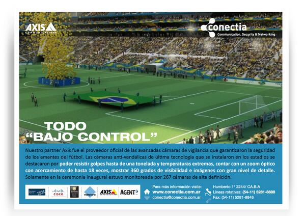 Conectia2010's tweet photo. Nuestro partner AXIS fue  proveedor oficial de las cámaras de vigilancia presentes en algunos estadios de Brasil. http://t.co/cEoJKtJGoa