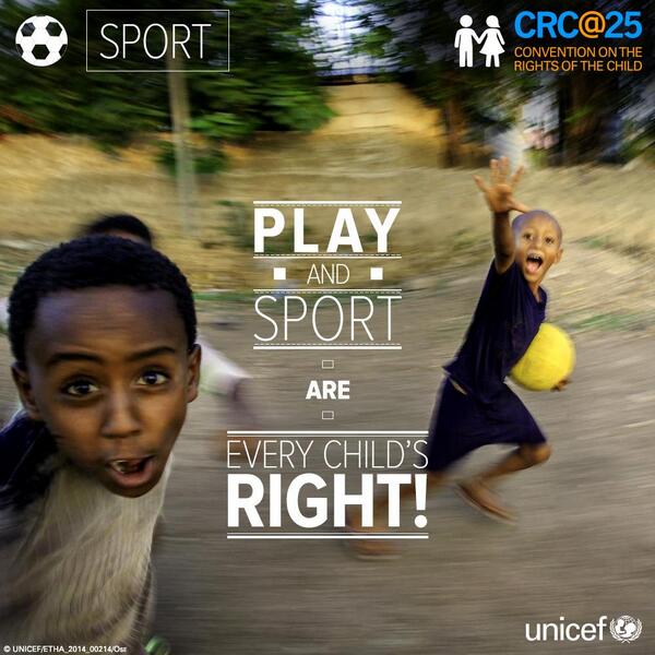 Play and sport are EVERY child’s right! RT if you’re on #TeamUNICEF! uni.cf/team #WorldCup