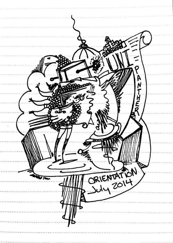 UNI_Admissions's tweet photo. So... this is awesome! MT @AdumbrativeArt I doodled this in Maucker Union while waiting for my son. :) #UNISO14 http://t.co/P84bBlvEUl