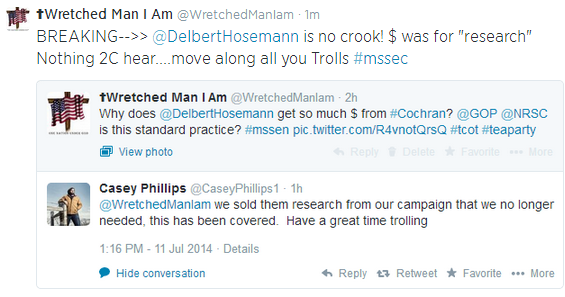 WretchedManIam's tweet photo. @ChuckCJohnson guess what! #Hosemann is no crook after all. UC Cochran had extra "research" laying around... #mssen http://t.co/dFLx9nmq3Y