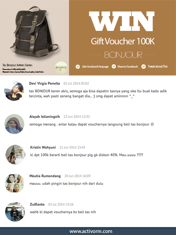 Apa kata mereka tentang Gift Voucher 100K dari <a href="/BonjourBagcom/">Bonjour Bag</a> ?