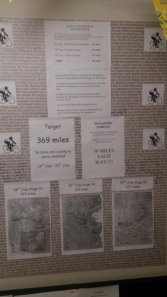 Our colleagues are encouraged to cycle to work all next week, there miles will work towards the 369 mile target.