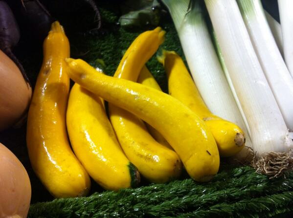 yellow courgettes! look a little funny but they still taste great!