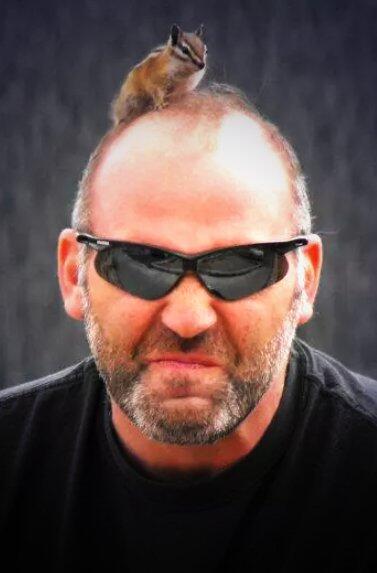 Love Kirk's face with chipmunk on his head. LoL