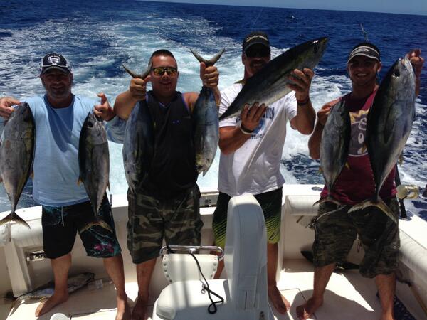 Some nice yellowfin tuna with the Dunham boys. My son is holding the biggest one. Great sushi 10 minutes later
