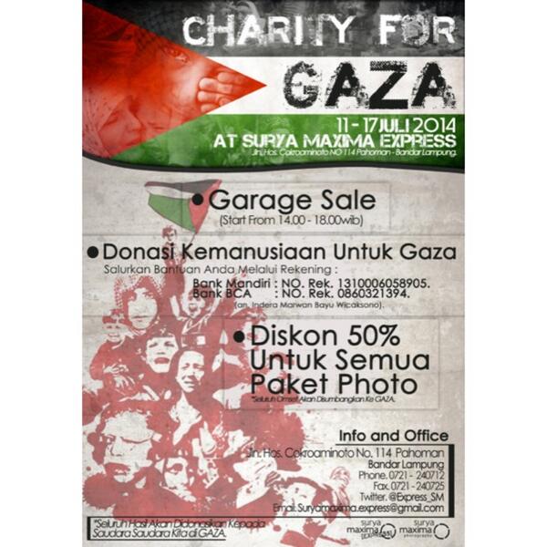 Bingung mau ngabuburit kmn?ke Garage Sale for Gaza aja di Surya Maxima Express Jl. Hos Cokroaminoto 114 <a href="/suryamaxima/">SURYA MAXIMA</a>