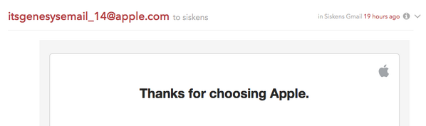 mbaninjas_com's tweet photo. How can I not think this email of Apple is Spam? Very strange customer service email adress #apple http://t.co/fApSyX6GYL