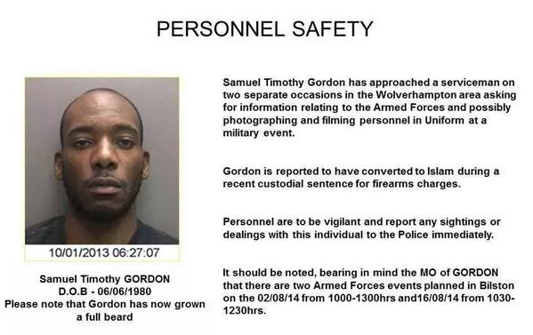 LONDONSTGEORGE's tweet photo. THIS MAN IS BELIEVED TO BE A THREAT TO OUR MILITARY PERSONNEL... COULD YOU PLEASE RETWEET!!
@EDLofficialpage http://t.co/rBS4AqZrzP