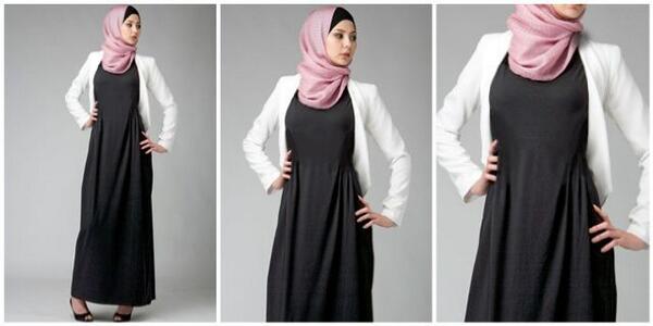 Black White 3in1 105rb •Spandek tebal•Fit to L • (maxi, cardi, pasmina)