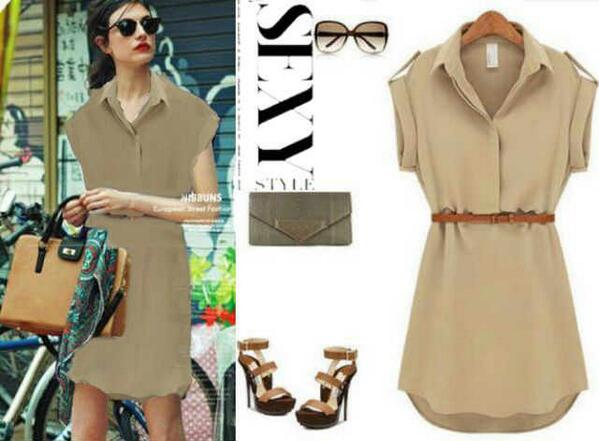 Dress Brown 70rb •Katun rayon •pj 80cm + belt •Fit L