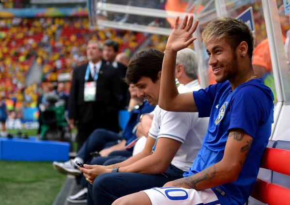 andychester_'s tweet photo. Neymar on the bench! Go #BRA!!! ⚽️ http://t.co/0KtEKgZImc