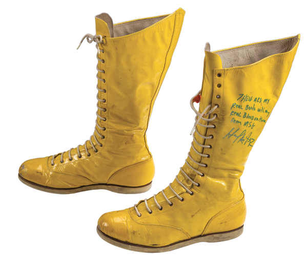 Blood stained hulk hogan worn wrestling boots from the 80s sold for ...