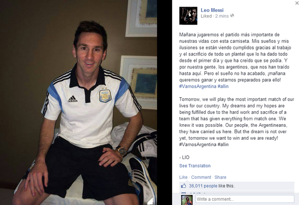 LioMessi_Fans's tweet photo. #EsperadoLaFINAL  VAMOSSSS #ARG CARAJOOOO !!! http://t.co/RJYlENMsBt
