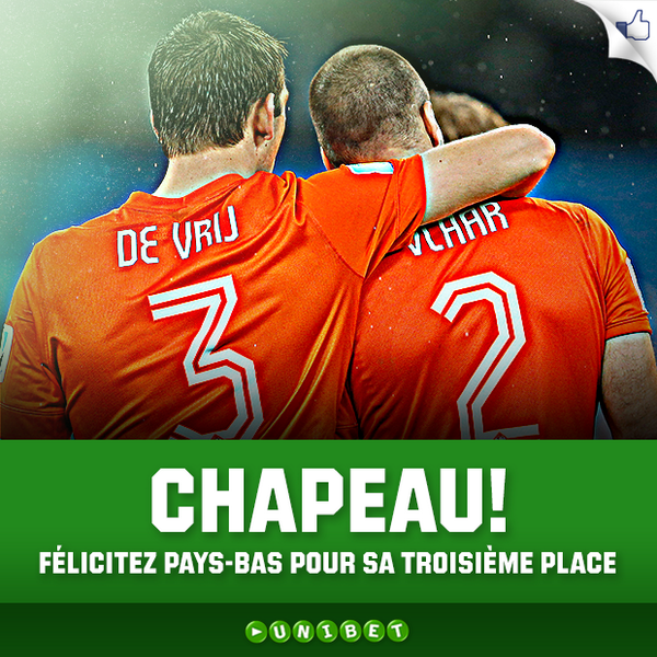 unibetbelgium's tweet photo. Félicitez Pays-Bas pour sa troisième place ! #brepb http://t.co/uNSYSPPotR